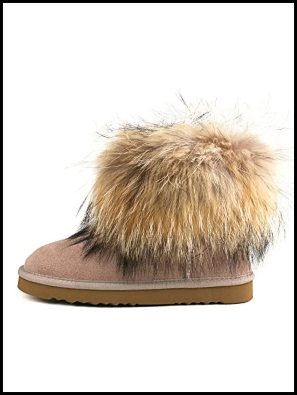 Genuine Suede Waterproof Women's Winter Fur Ankle Snow Boots